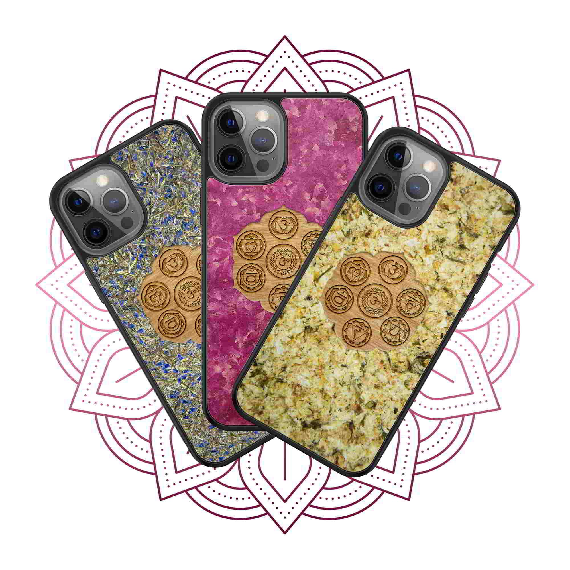 The Seven Chakra Symbols on Organic Materials - Phone Case