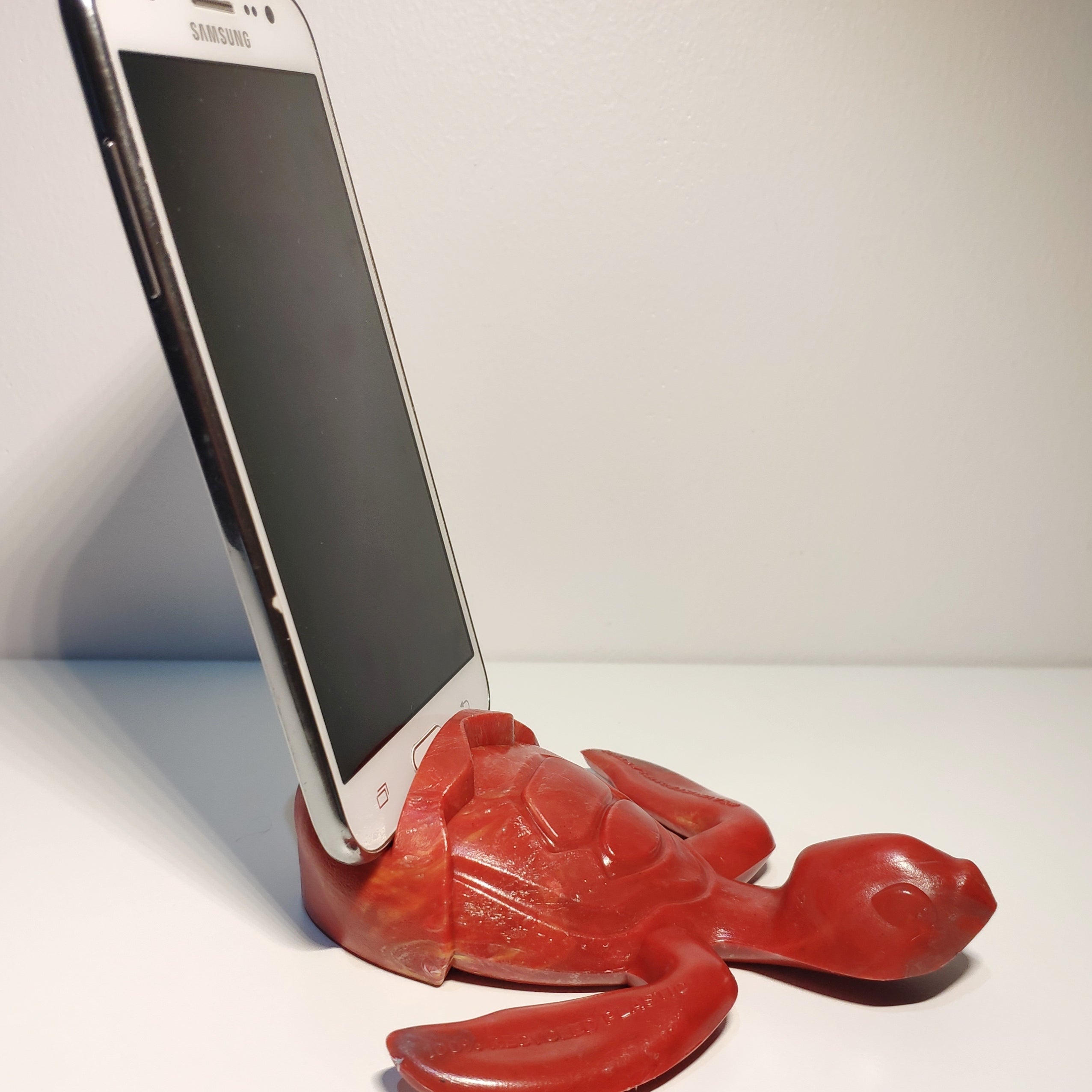 RED Sea Turtle made of trash plastic botlle lids