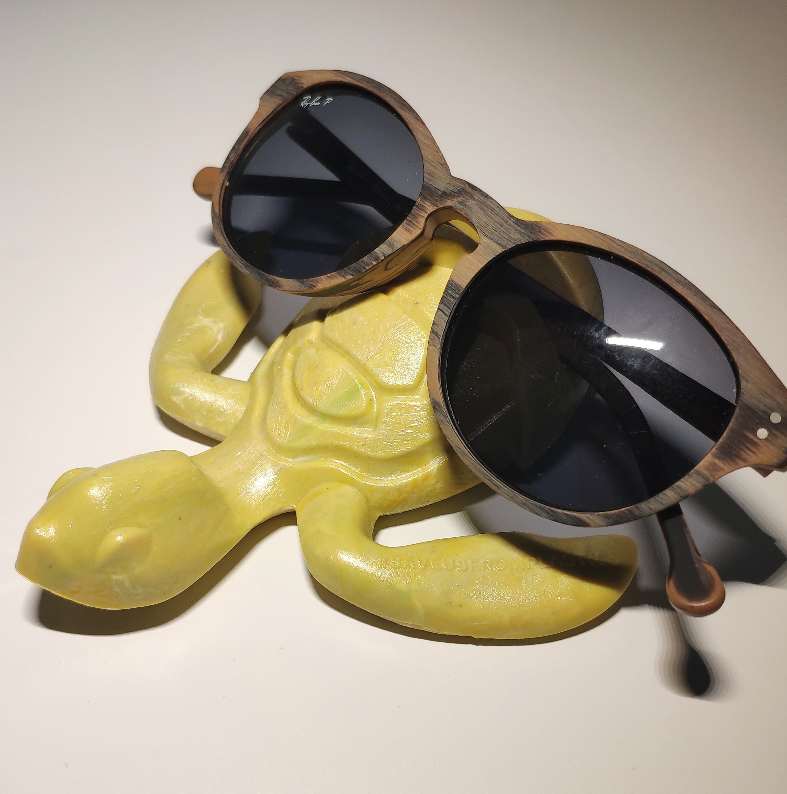 YELLOW Sea Turtle Holder made of trash plastic bottle lids