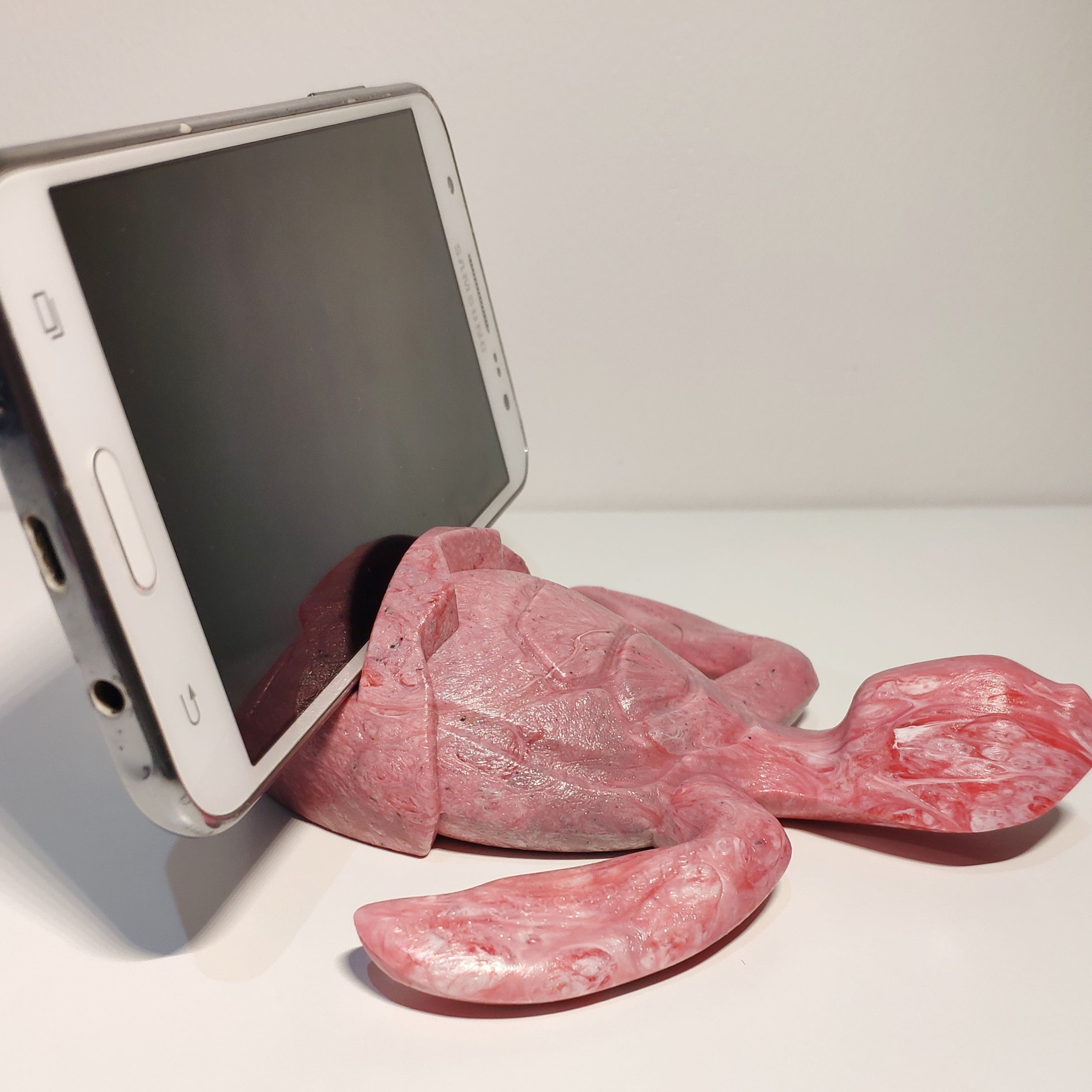 PINK Sea Turtle Holder made of trash plastic bottle lids