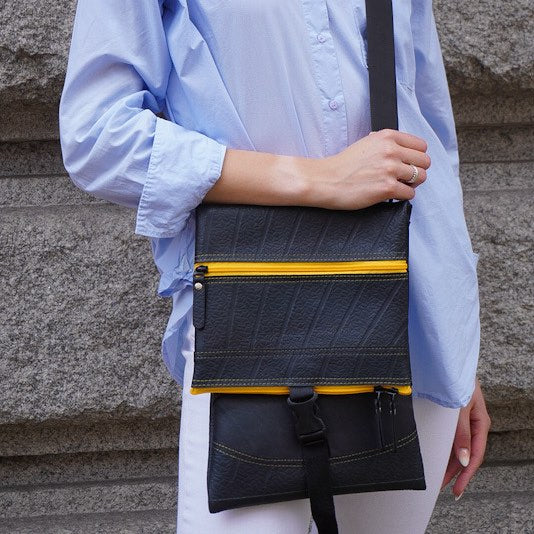 Jen Foldover Recycled Rubber Vegan Crossbody Bag (6 Colours Available)