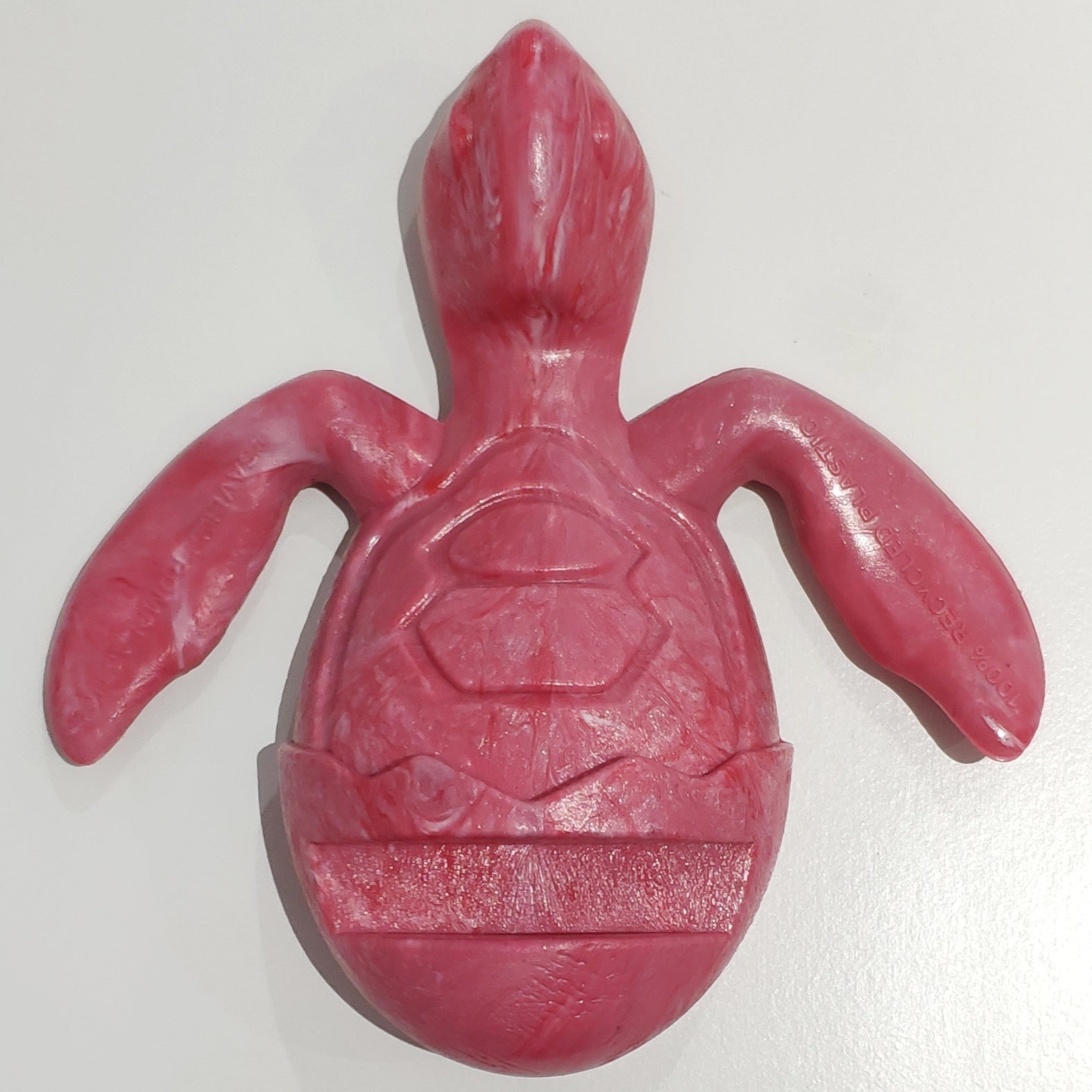 PINK Sea Turtle Holder made of trash plastic bottle lids