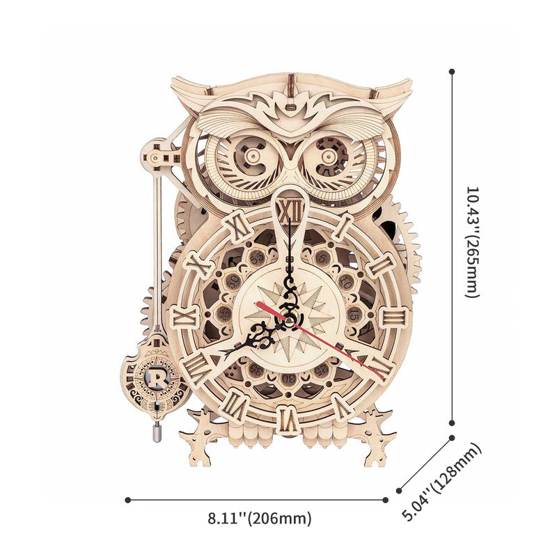 ROKR Owl Clock Mechanical Gears 3D Wooden Puzzle