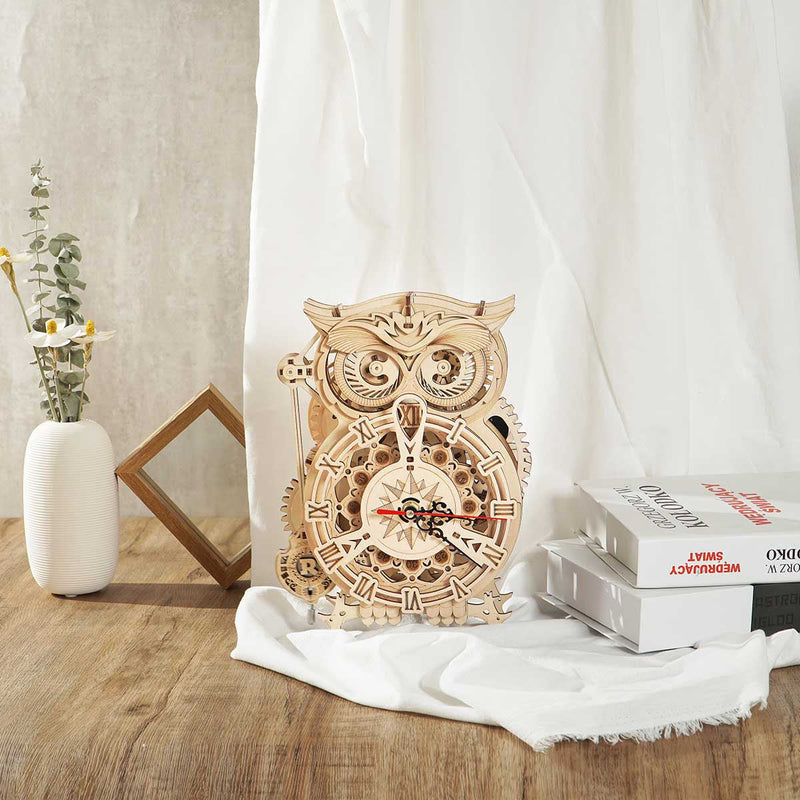 ROKR Owl Clock Mechanical Gears 3D Wooden Puzzle